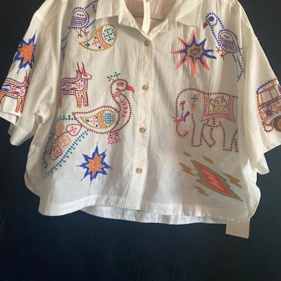 Anthropologie Tops - Anthropology Shirt with embroidery